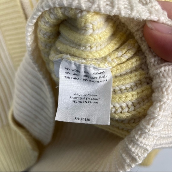 Naadam Fisherman Colorblock Cardigan yellow cream wool cashmere size large - Picture 7 of 11